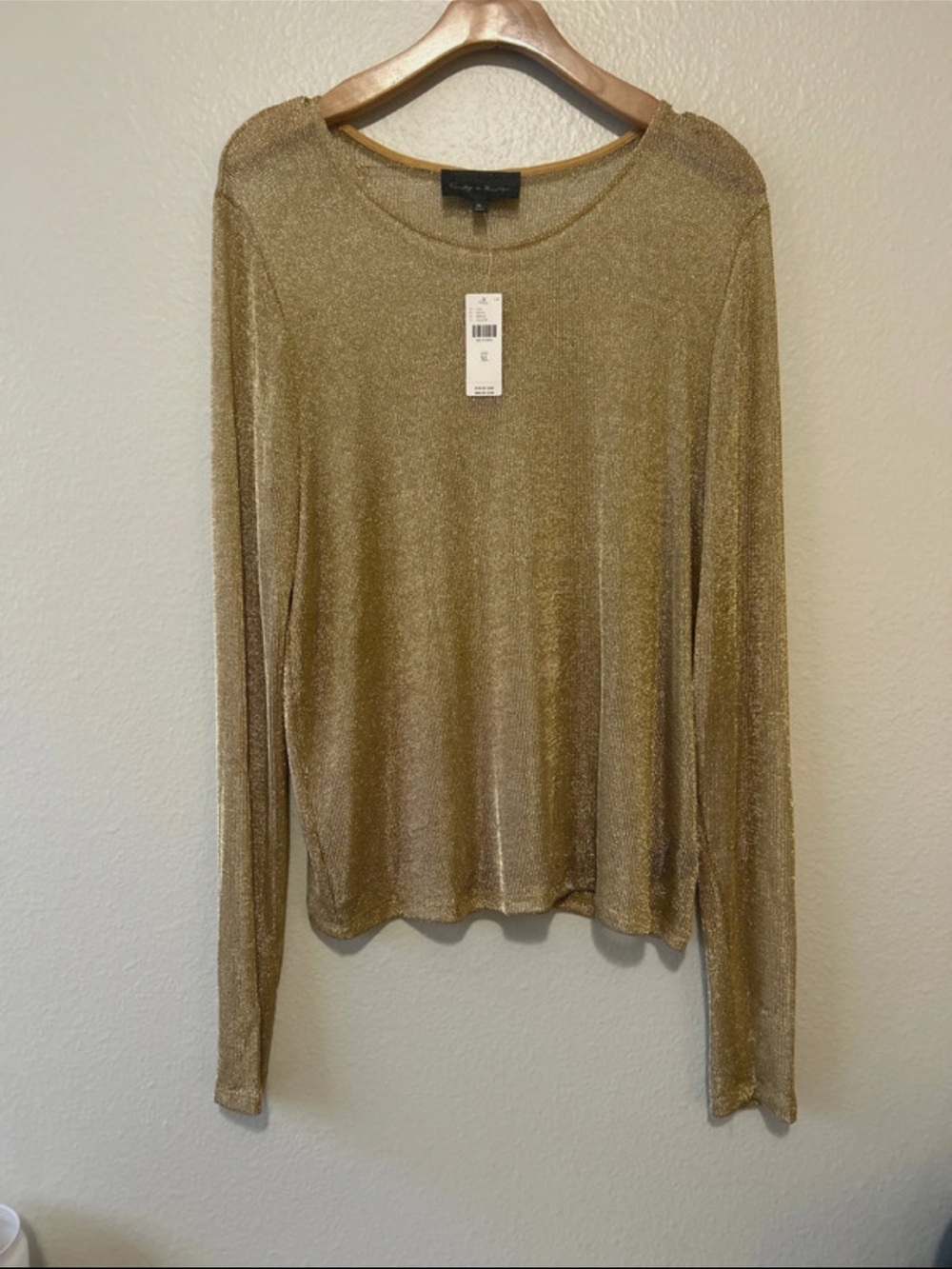 Anthropology Gold Shimmer Long-Sleeve Top